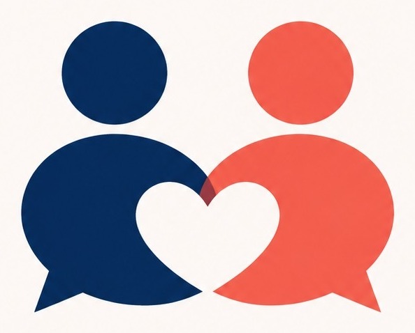 Two partner profiles forming a heart